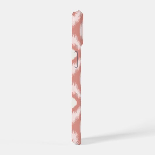 Stijlvol Roze Ivory Diamond Ikat Monogram iPhone 15 Case (Rechterkant)