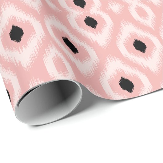 Stijlvol Roze Ivory Diamond Ikat Patroon Cadeaupapier (Rol Hoek)