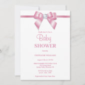 Stijlvol roze Jewel Bow Baby shower Kaart (Voorkant)