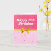 Stijlvol roze leder ziet er uit op de 40ste verjaa kaart (Gele Bloem)