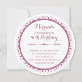 Stijlvol roze Lijst 40ste verjaardagsfeestje Kaart (Voorkant)