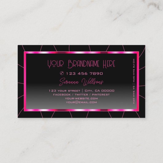 Stijlvol roze Lijst zwarte gradiënt Glamoureus mod Visitekaartje (Achterkant)