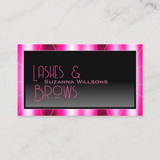 Stijlvol roze Lijst zwarte gradiënt Glamoureus mod Visitekaartje (Voorkant)