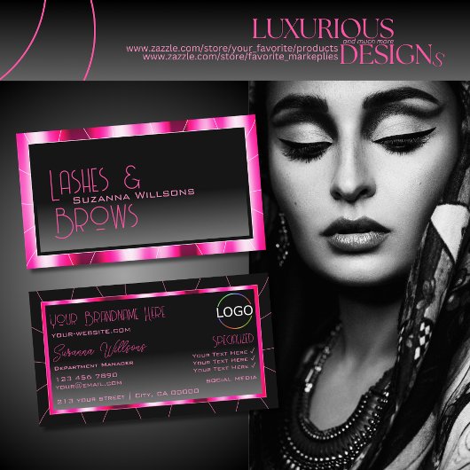 Stijlvol roze Lijst zwarte gradiënt met Logo Visitekaartje