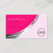 Stijlvol roze met zilver decor en Logo modern Visitekaartje (Voorkant)