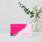 Stijlvol Roze met zilver Decor en QR-Code Modern Visitekaartje (Staand voorkant)