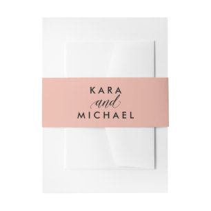 Stijlvol roze met zwarte kalligrafie uitnodigingen wikkel