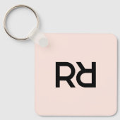 Stijlvol Roze Modern Girly Monogram Initiaal Luxe Sleutelhanger (Voorkant)