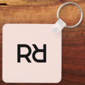 Stijlvol Roze Modern Girly Monogram Initiaal Luxe Sleutelhanger (Achterkant)