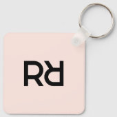 Stijlvol Roze Modern Girly Monogram Initiaal Luxe Sleutelhanger (Achterkant)