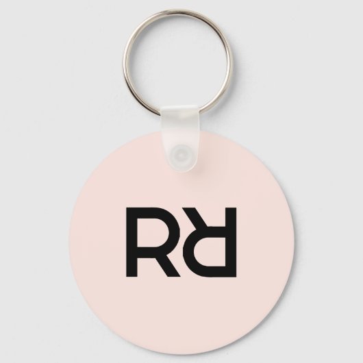 Stijlvol Roze Modern Girly Monogram Initiaal Luxe Sleutelhanger (Voorkant)
