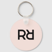 Stijlvol Roze Modern Girly Monogram Initiaal Luxe Sleutelhanger (Achterkant)