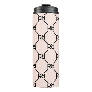 Stijlvol Roze Modern Girly Monogram Initiaal Luxe Thermosbeker