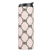 Stijlvol Roze Modern Girly Monogram Initiaal Luxe Thermosbeker (Gedraaid links)