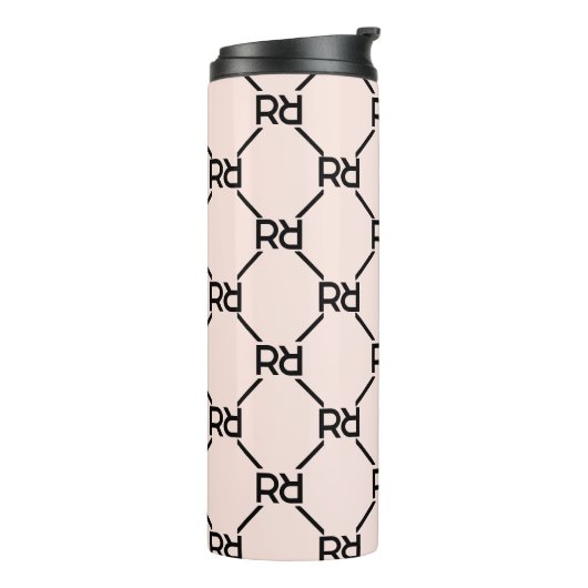 Stijlvol Roze Modern Girly Monogram Initiaal Luxe Thermosbeker (Gedraaid links)