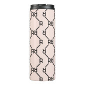 Stijlvol Roze Modern Girly Monogram Initiaal Luxe Thermosbeker (Achterkant)