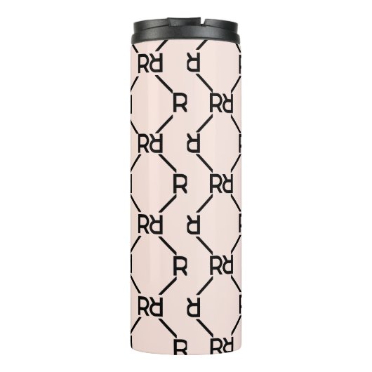 Stijlvol Roze Modern Girly Monogram Initiaal Luxe Thermosbeker (Achterkant)