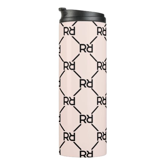 Stijlvol Roze Modern Girly Monogram Initiaal Luxe Thermosbeker (Geroteerd rechts)