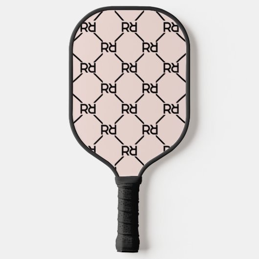 Stijlvol Roze Modern Girly Monogram Initiaal Patro Pickleball Paddle (Achterkant)