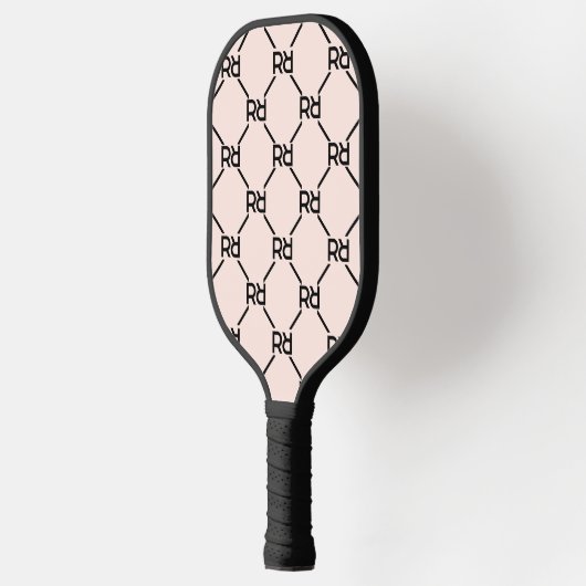 Stijlvol Roze Modern Girly Monogram Initiaal Patro Pickleball Paddle (Links)