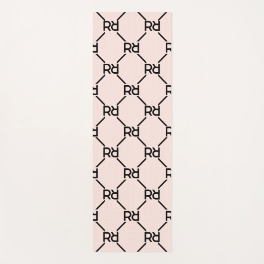 Stijlvol Roze Modern Luxe Girly Monogram Initiaal Yogamat (Voorkant)