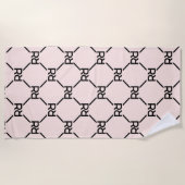 Stijlvol Roze Modern Script Girly Monogram Initiaa Strandlaken (Voorkant)