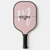 Stijlvol Roze Modern Script Girly Monogram Naam Pickleball Paddle (Voorkant)