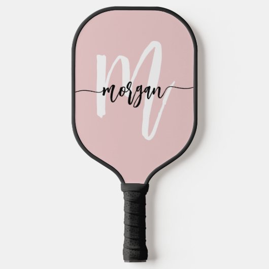 Stijlvol Roze Modern Script Girly Monogram Naam Pickleball Paddle (Voorkant)