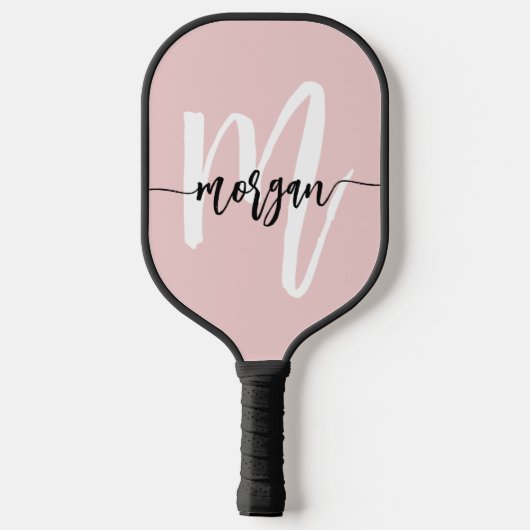 Stijlvol Roze Modern Script Girly Monogram Naam Pickleball Paddle (Achterkant)