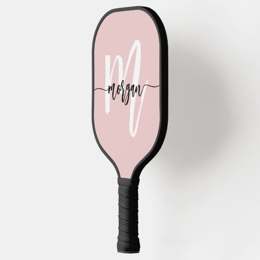 Stijlvol Roze Modern Script Girly Monogram Naam Pickleball Paddle (Links)