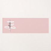Stijlvol Roze Modern Script Girly Monogram Naam Yogamat (Voorkant (horizontaal))