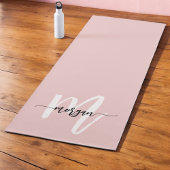 Stijlvol Roze Modern Script Girly Monogram Naam Yogamat