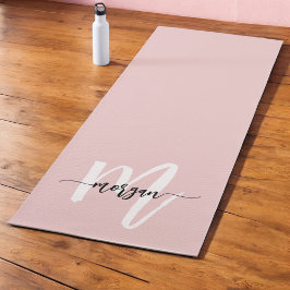 Stijlvol Roze Modern Script Girly Monogram Naam Yogamat