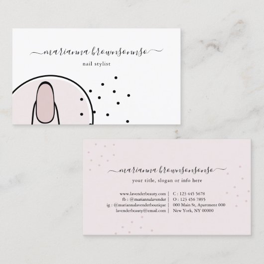 Stijlvol roze moderne maeup Salon Nail Visitekaartje (Voorkant / Achterkant)