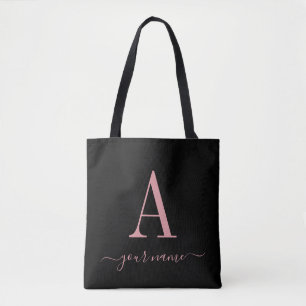 Stijlvol roze monogram eenvoudig, modern minimalis tote bag