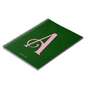 Stijlvol roze Monogram Initiaal op donkergroen Notitieboek (Linkerzijde)