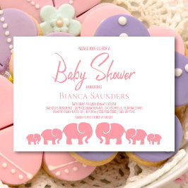 Stijlvol roze olifanten Baby shower Kaart