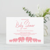 Stijlvol roze olifanten Baby shower Kaart (Staand voorkant)