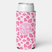 Stijlvol roze op roze luipaard afdrukken | Monogra Seltzer Blikjeskoeler (Seltzer Achterkant)