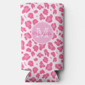 Stijlvol roze op roze luipaard afdrukken | Monogra Seltzer Blikjeskoeler (Achterkant)