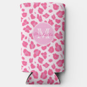 Stijlvol roze op roze luipaard afdrukken | Monogra Seltzer Blikjeskoeler (Voorkant)