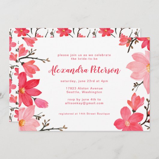 Stijlvol roze rood flessenscript Vrijgezellenfeest Kaart (Voorkant / Achterkant)