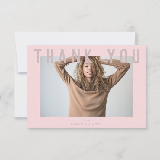 stijlvol roze roze afstudeerder foto bedankkaart (Voorkant)