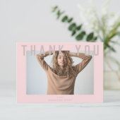 stijlvol roze roze afstudeerder foto bedankkaart (Staand voorkant)