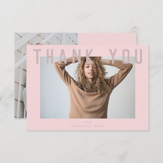 stijlvol roze roze afstudeerder foto bedankkaart (Voorkant / Achterkant)