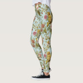 Stijlvol roze rozen ventilatorpatroon leggings (Links)