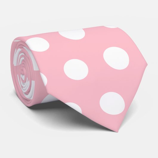 Stijlvol roze Stropdas met scherpe witte puntaccen (Opgerold)