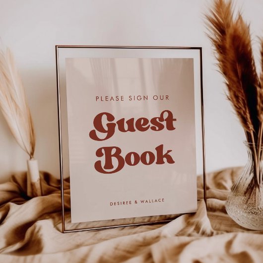 Stijlvol Roze Teken ons gastenboek trouwteken Poster