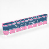 Stijlvol roze Trellis Pattern Blue Name plate Naambordje