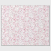 Stijlvol roze Tulip Floral Pattern Girly Chic Cadeaupapier (Vlak)